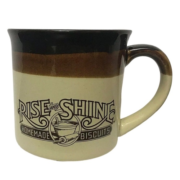 Vintage Hardees Coffee Mug 1986 Rise And Shine Homemade Biscuits Glazed Brown - Picture 3 of 14